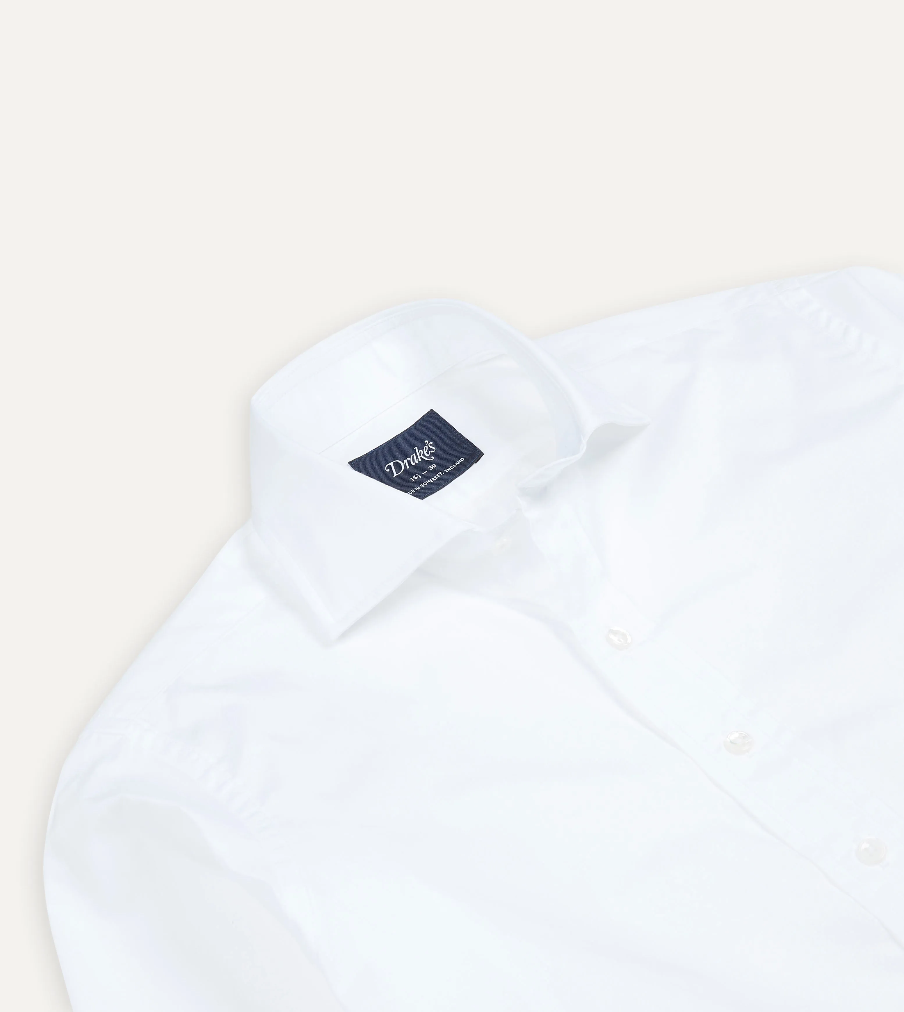 White Cotton Spread Collar Poplin Shirt