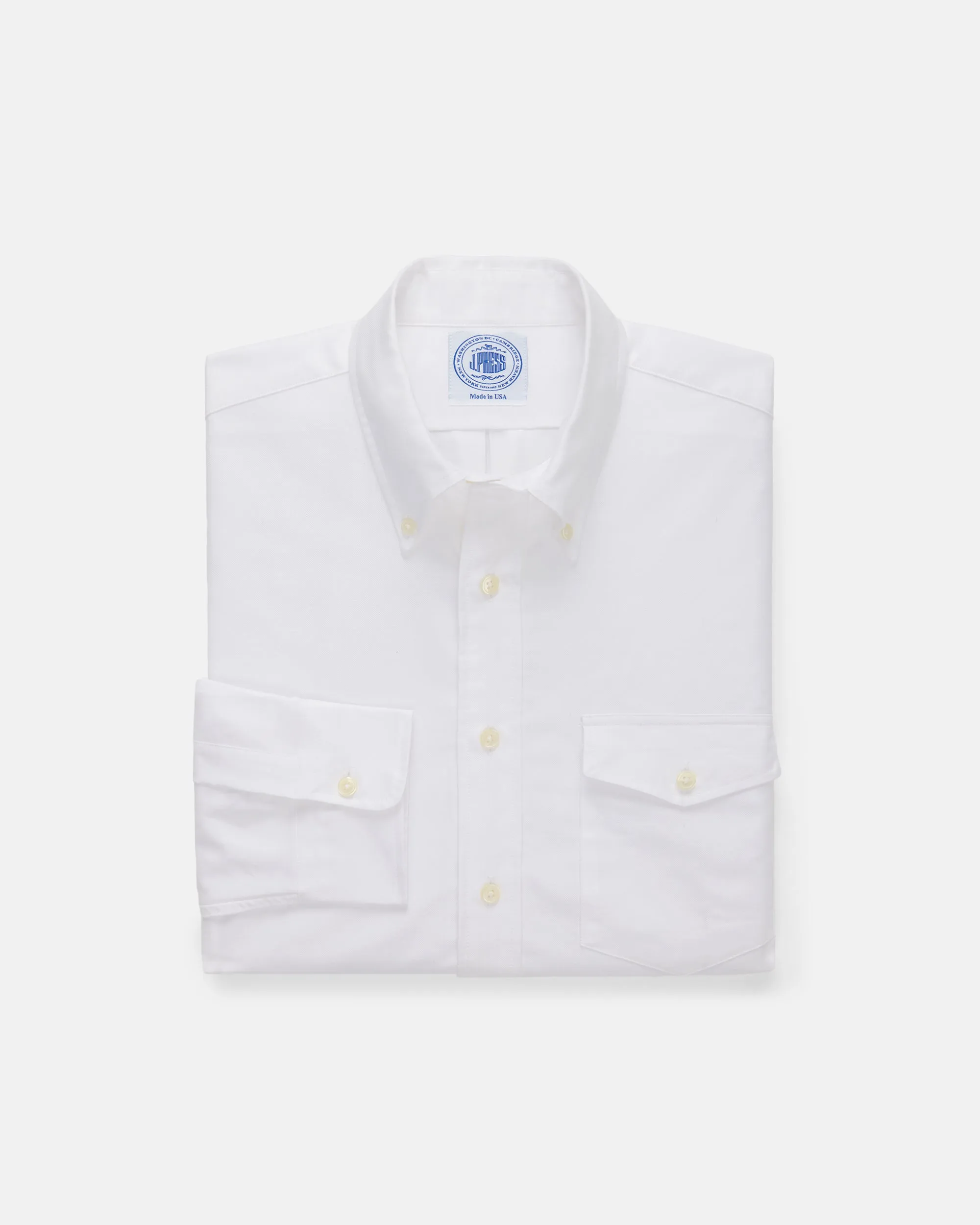 WHITE OXFORD BUTTON DOWN SHIRT - FLAP POCKET