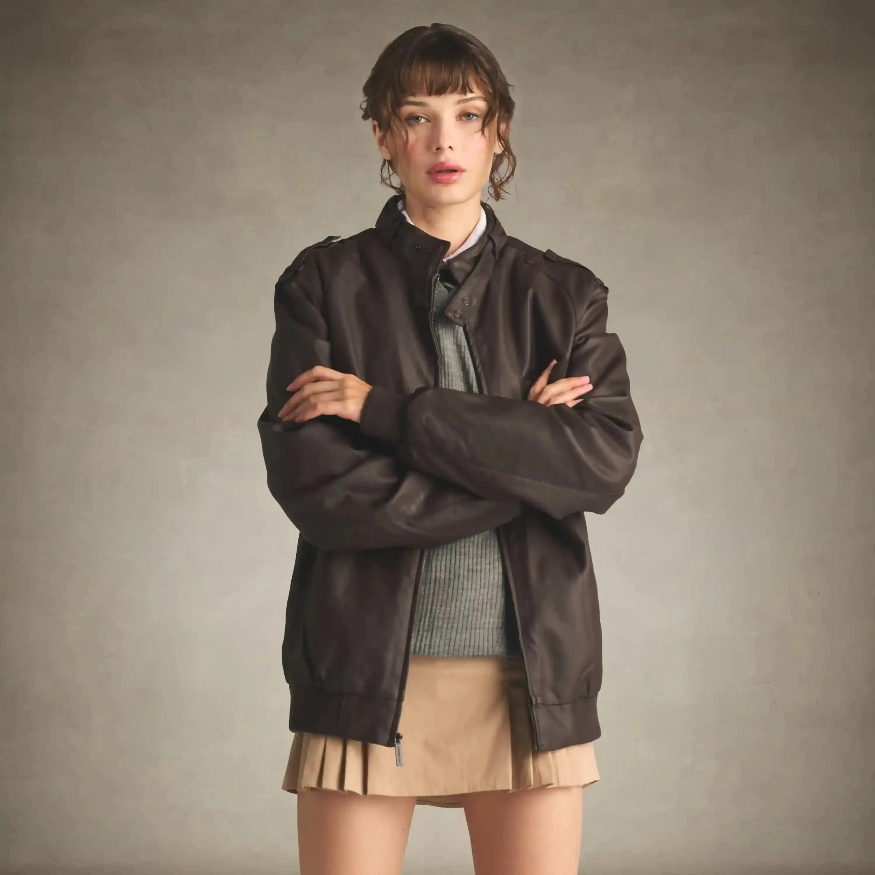 Women's Faux Leather Iconic Racer Oversized Jacket