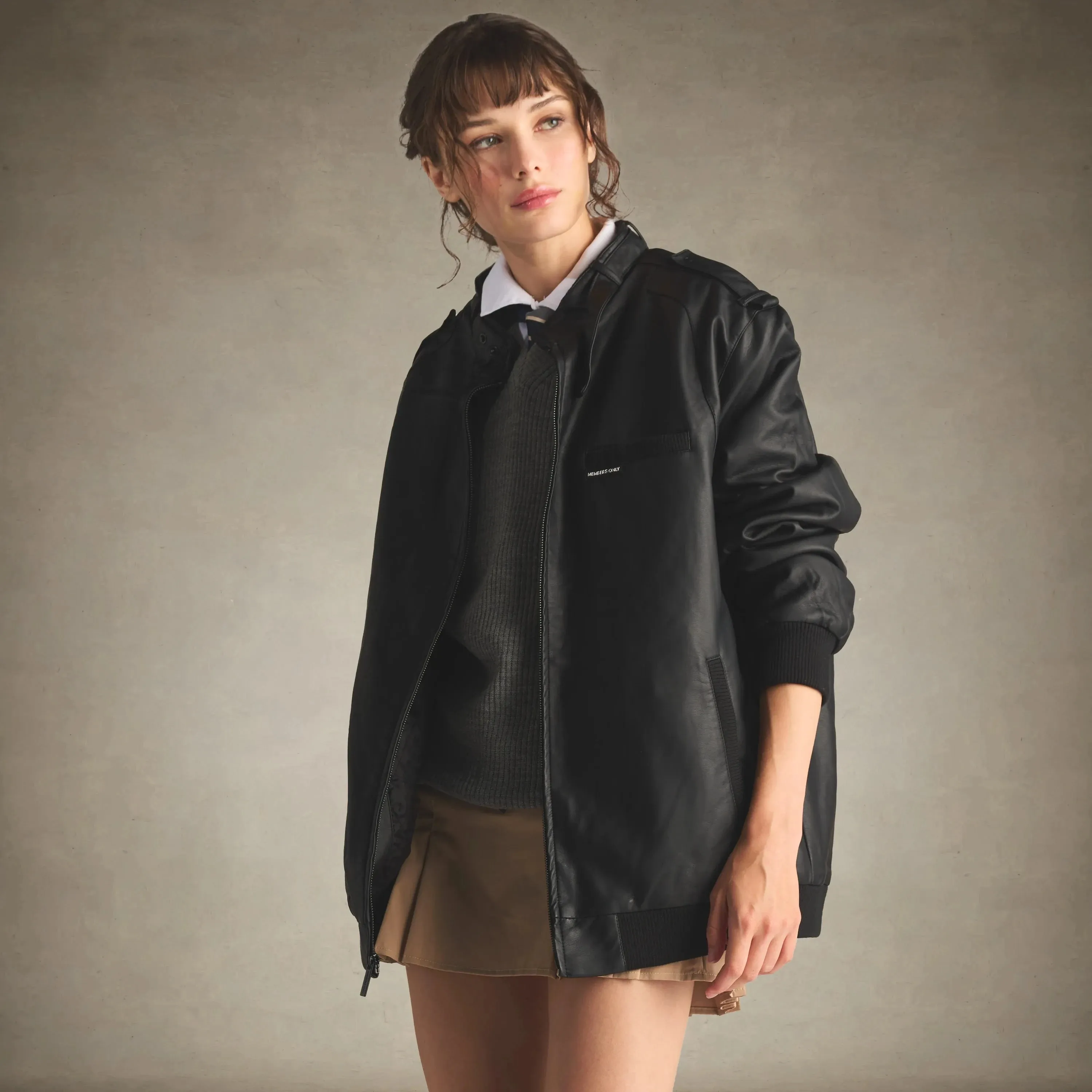 Women's Faux Leather Iconic Racer Oversized Jacket