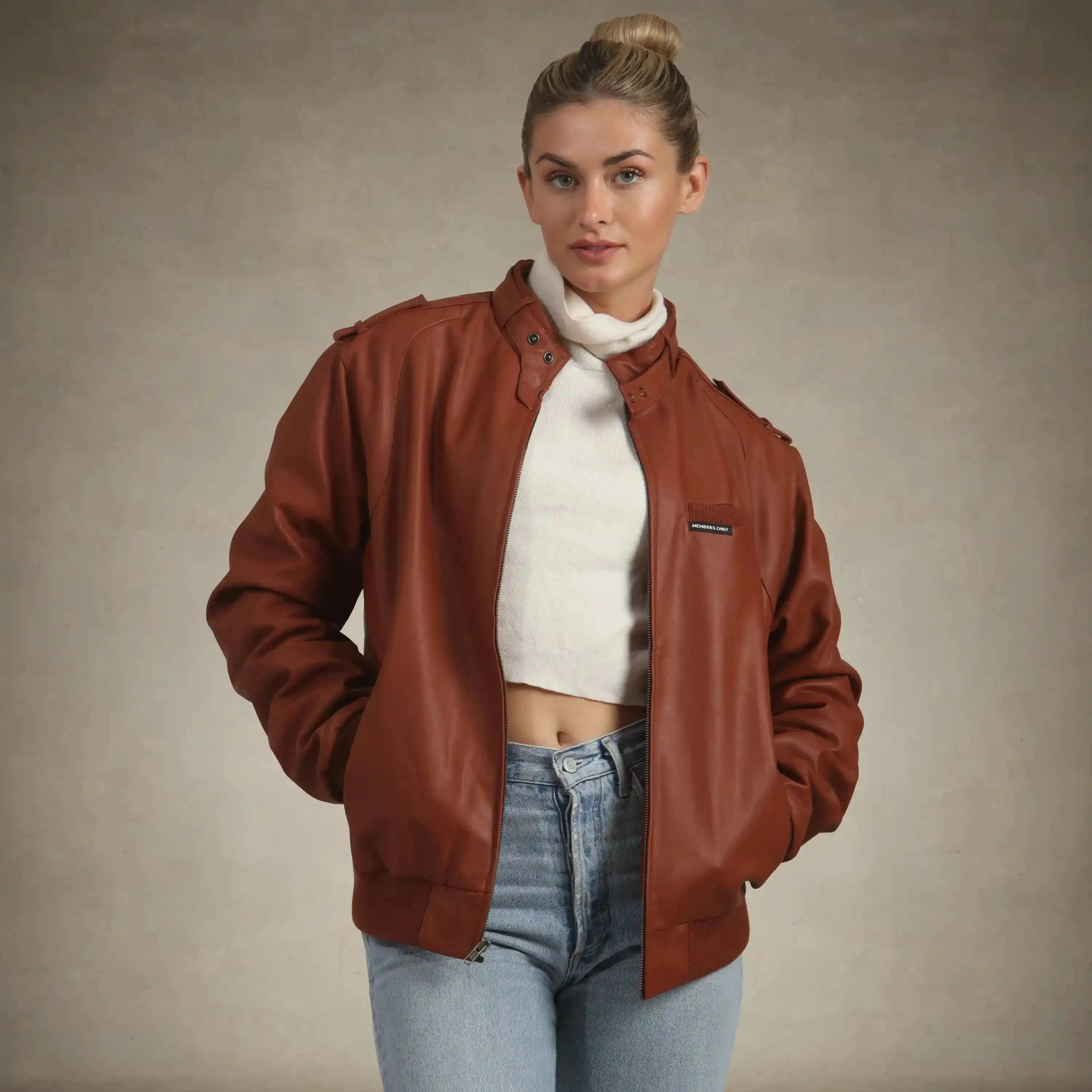 Women's Faux Leather Iconic Racer Oversized Jacket