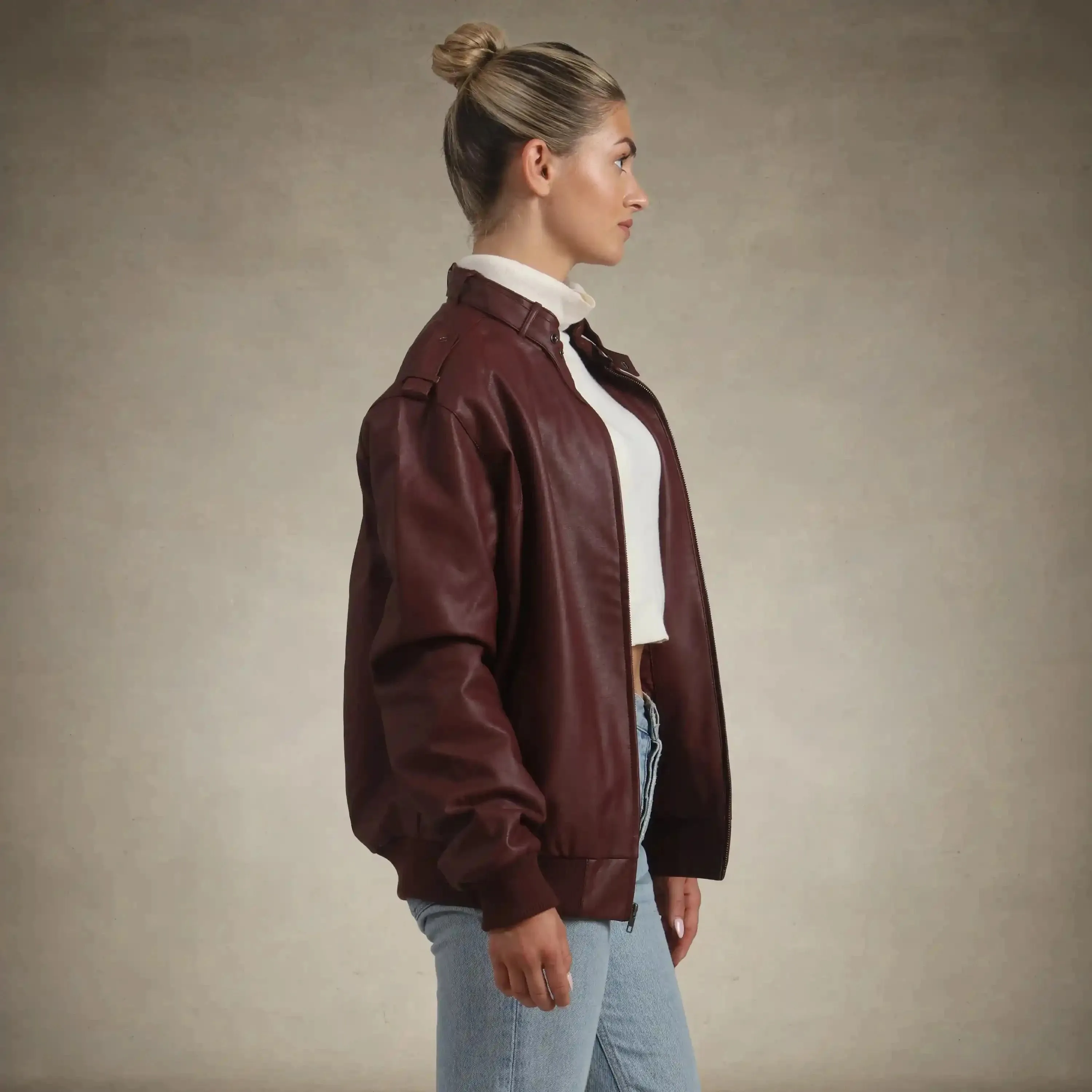 Women's Faux Leather Iconic Racer Oversized Jacket