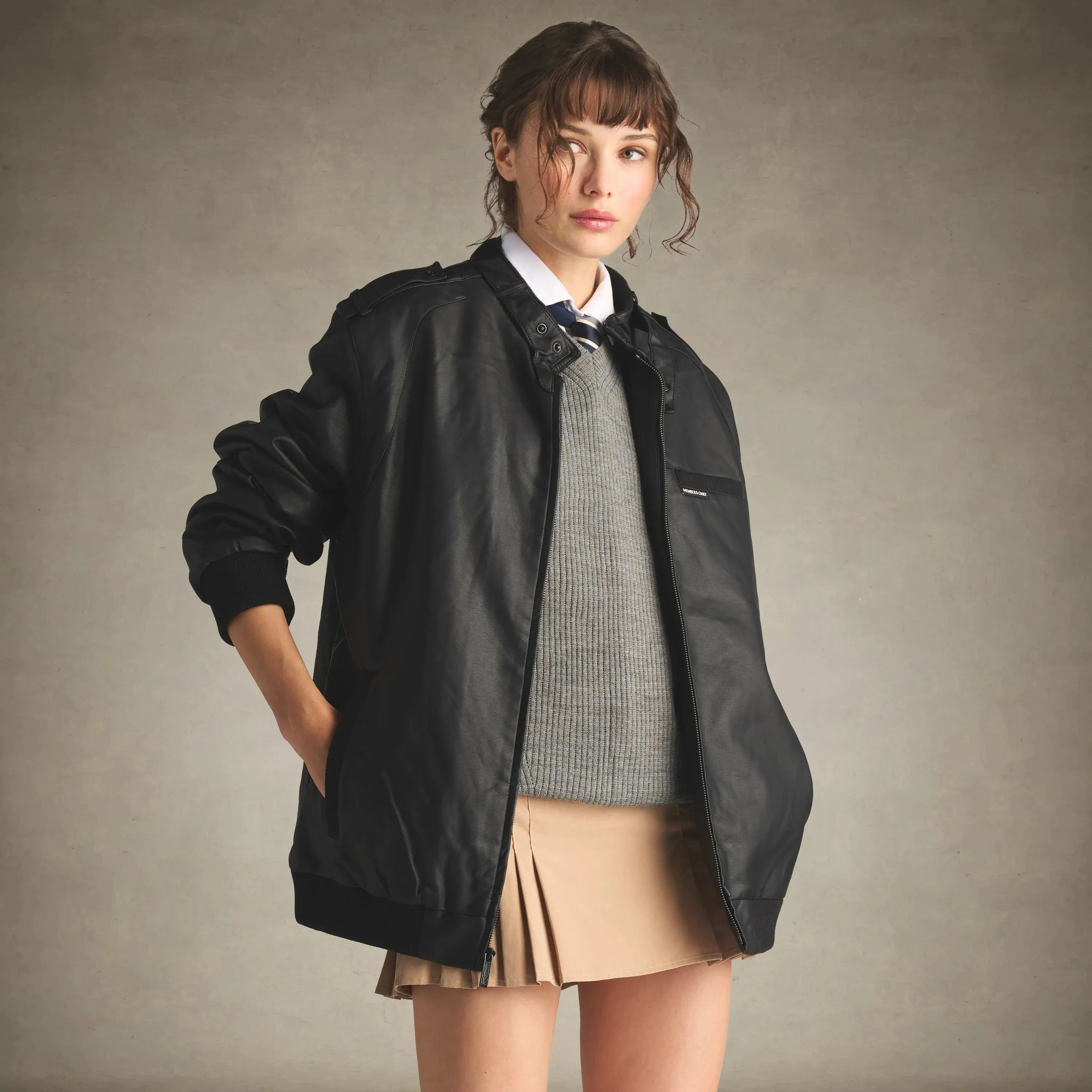 Women's Faux Leather Iconic Racer Oversized Jacket
