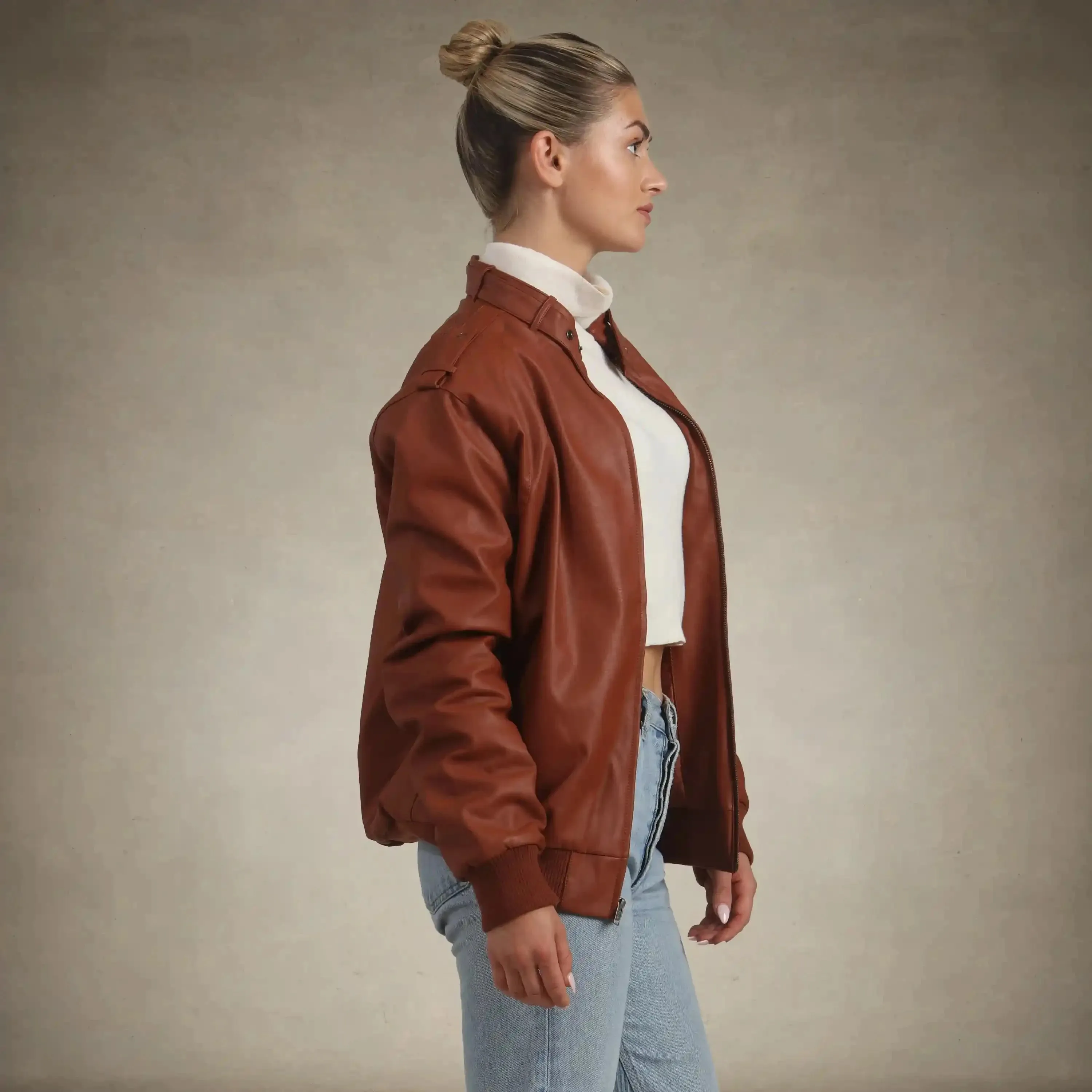 Women's Faux Leather Iconic Racer Oversized Jacket