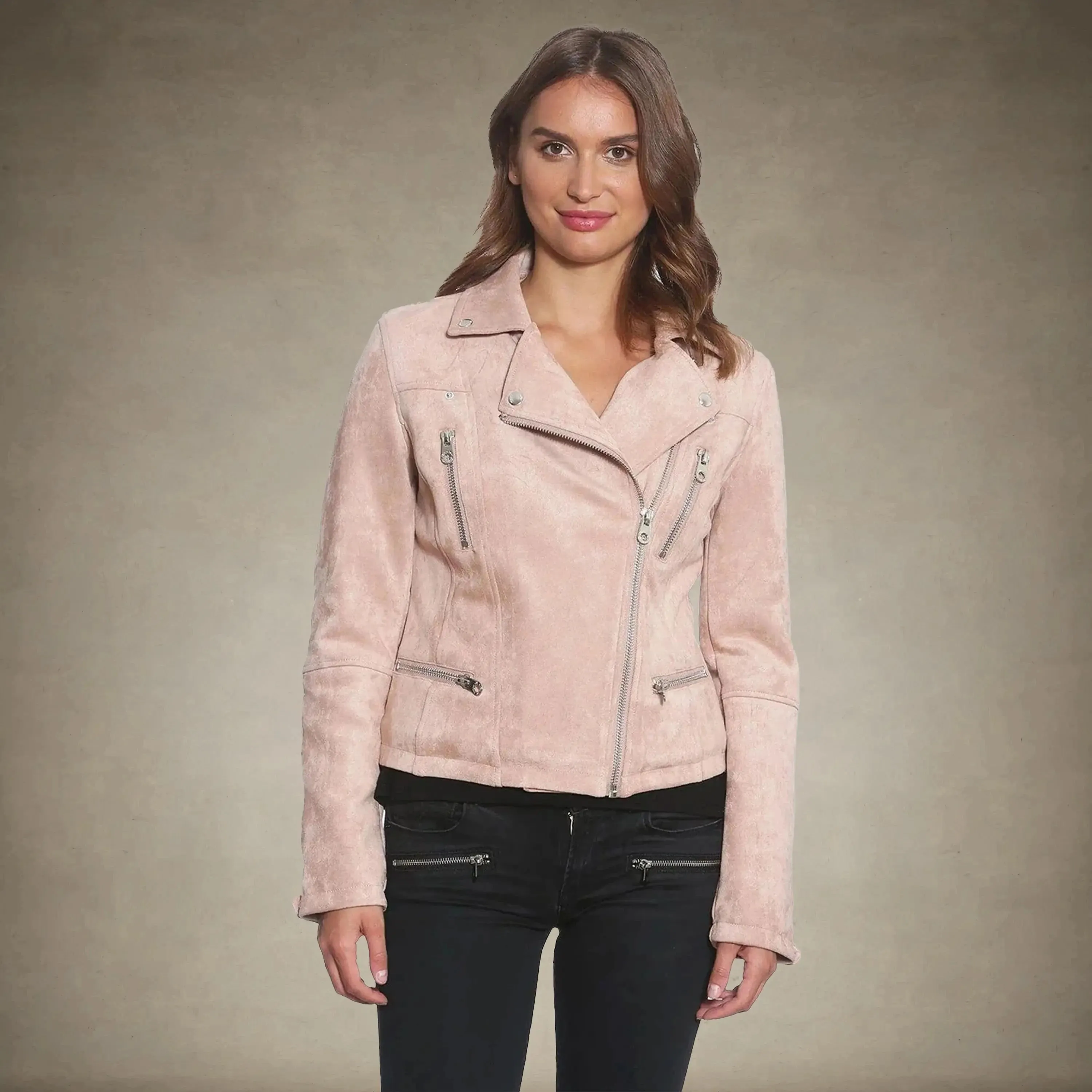 Women's Faux Suede Biker Jacket - FINAL SALE