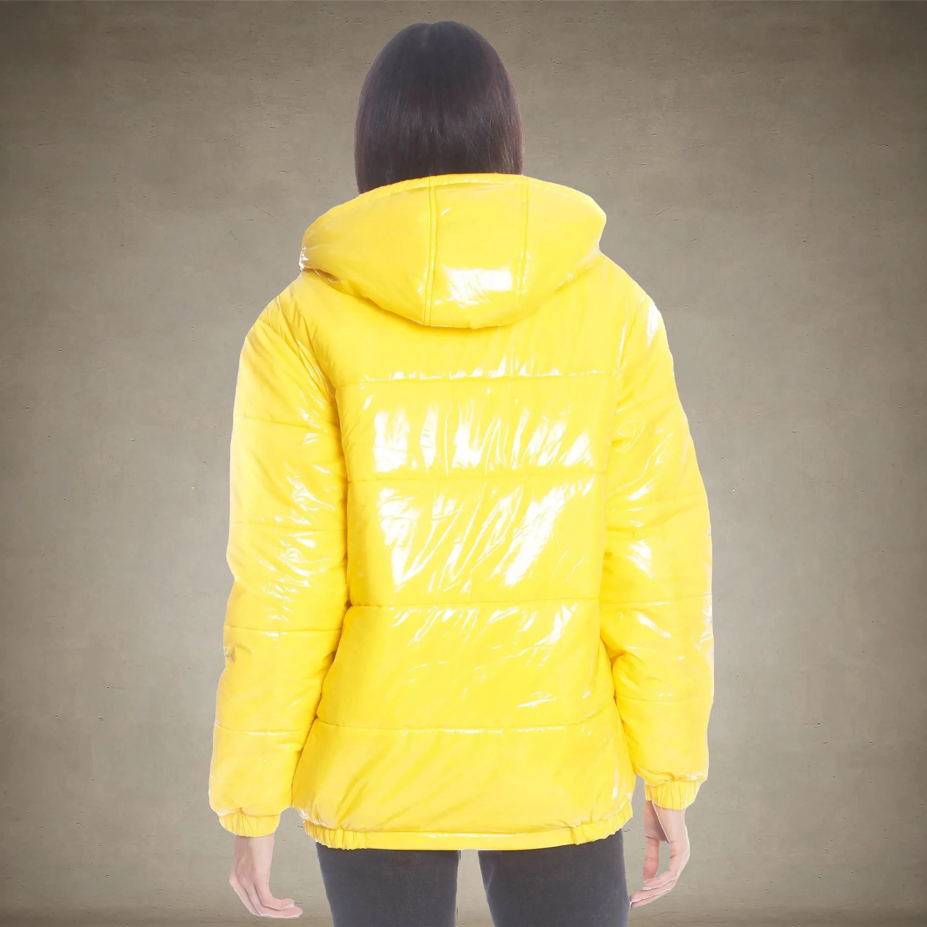 Women's Hi-Shine Chevron Quilt Puffer with Nickelodeon Mashup Print Lining Jacket - FINAL SALE
