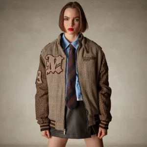 Women's Oversized Tweed Varsity Jacket