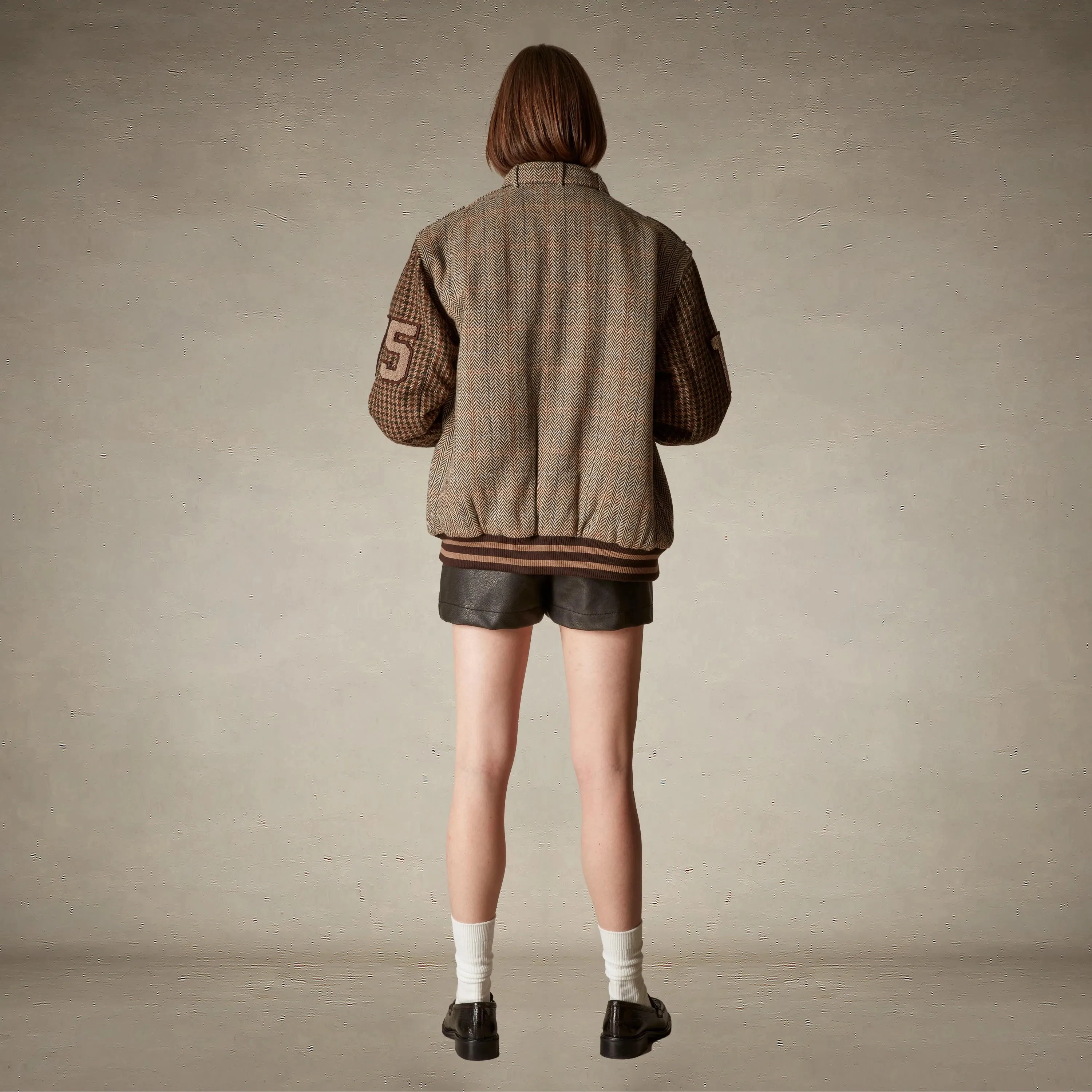 Women's Oversized Tweed Varsity Jacket