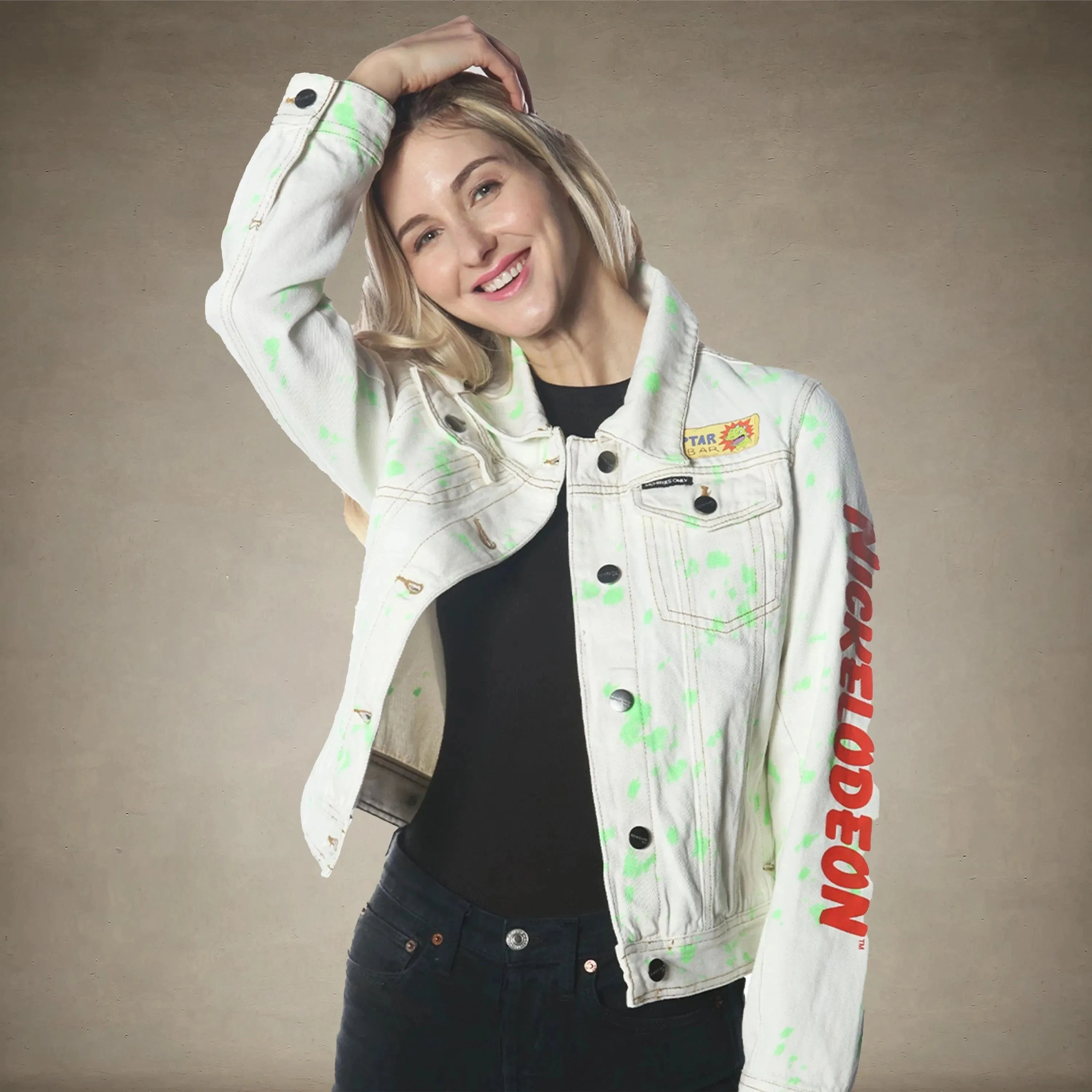 Women's White Denim Nickelodeon Trucker With Pai Jacket - FINAL SALE