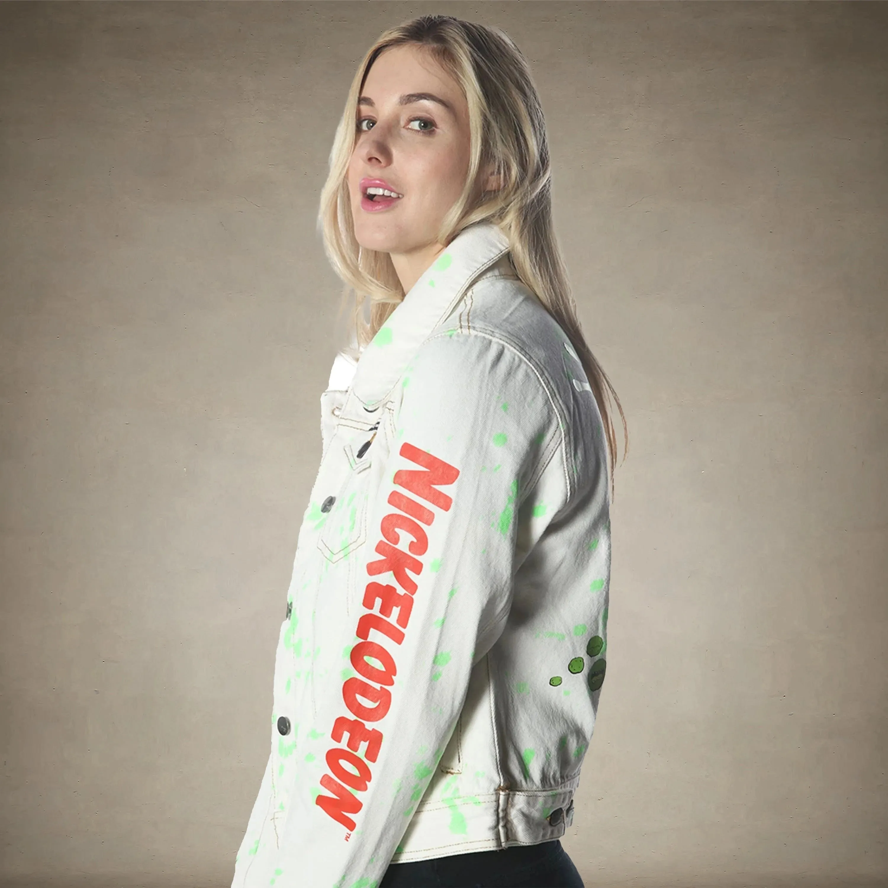Women's White Denim Nickelodeon Trucker With Pai Jacket - FINAL SALE