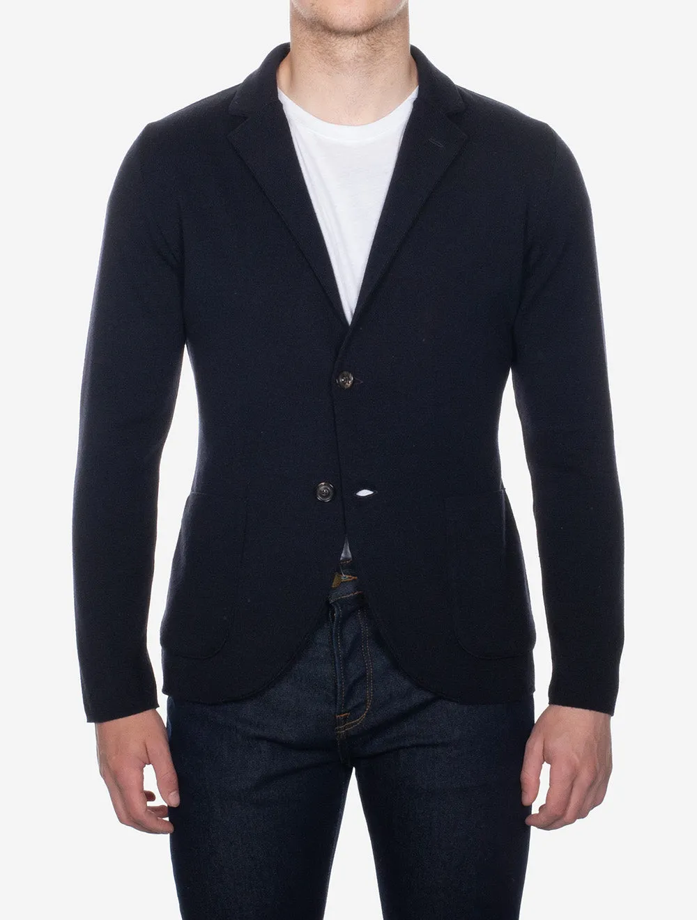 Wool Knit Jacket Navy