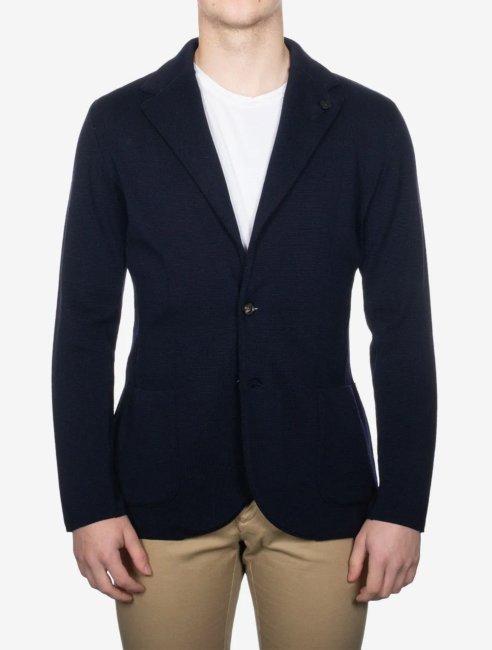 Wool Knit Jacket Navy