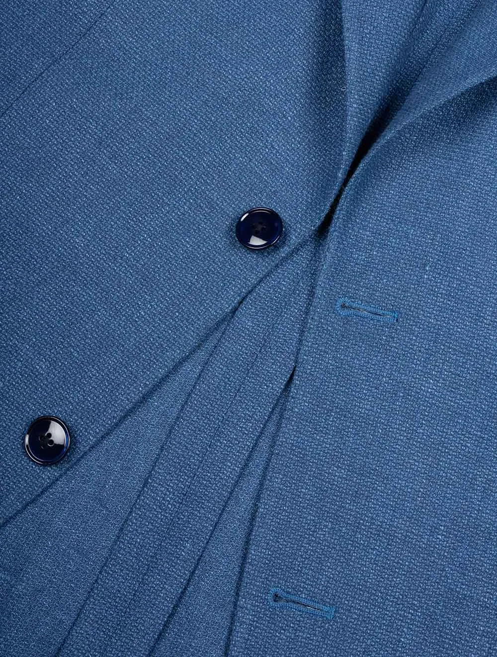 Wool Linen Blend Sport Jacket Blue