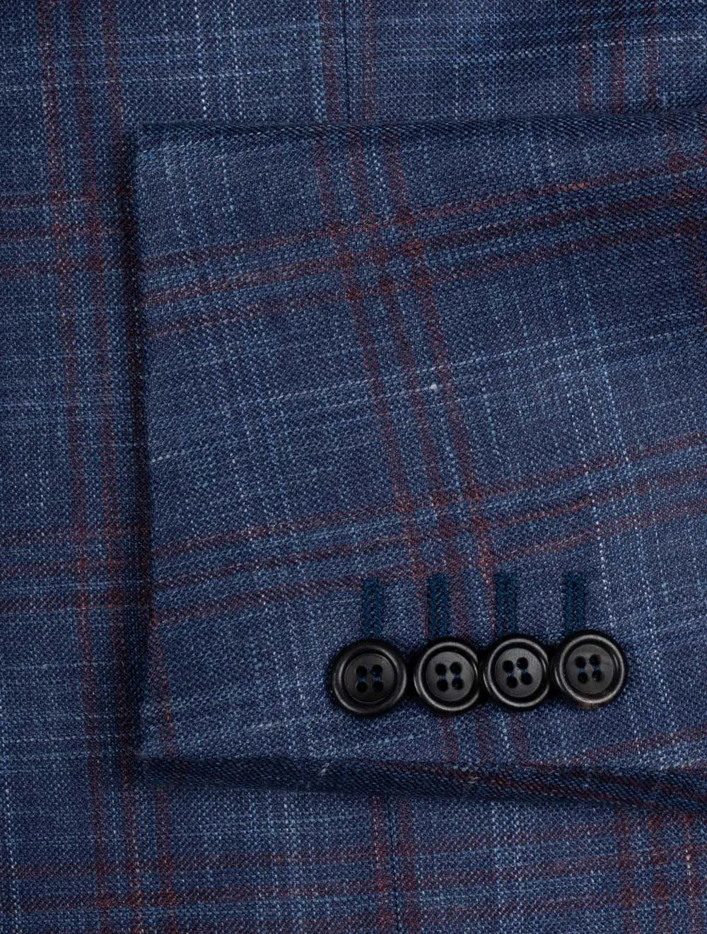 Wool Silk And Linen Check Jacket Blue