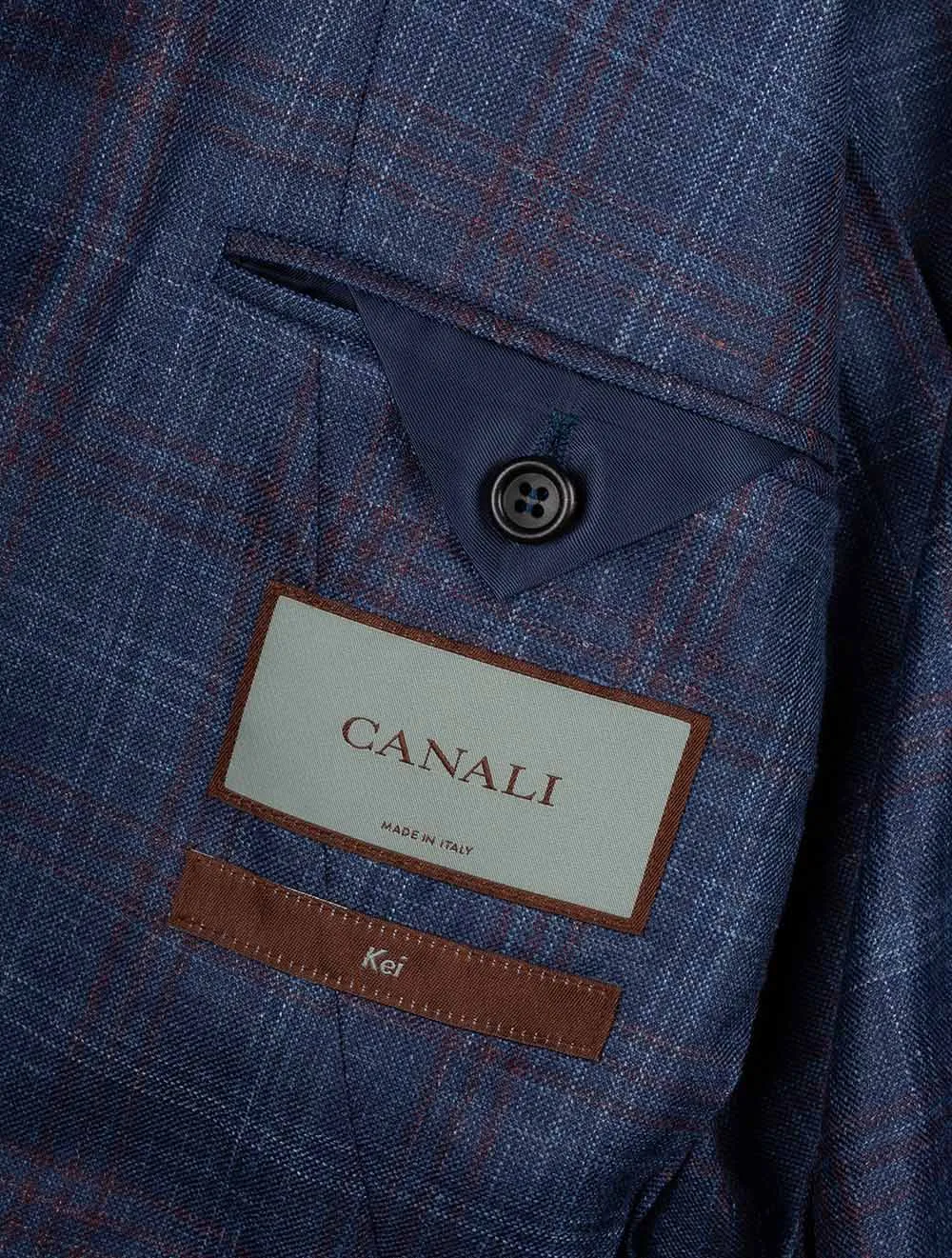 Wool Silk And Linen Check Jacket Blue