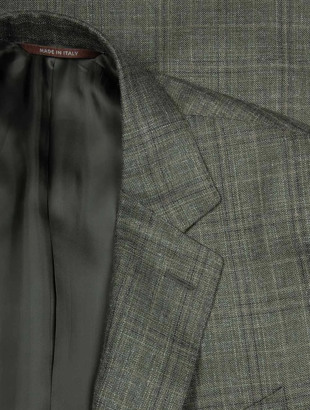 Wool Silk and Linen Check Jacket Green