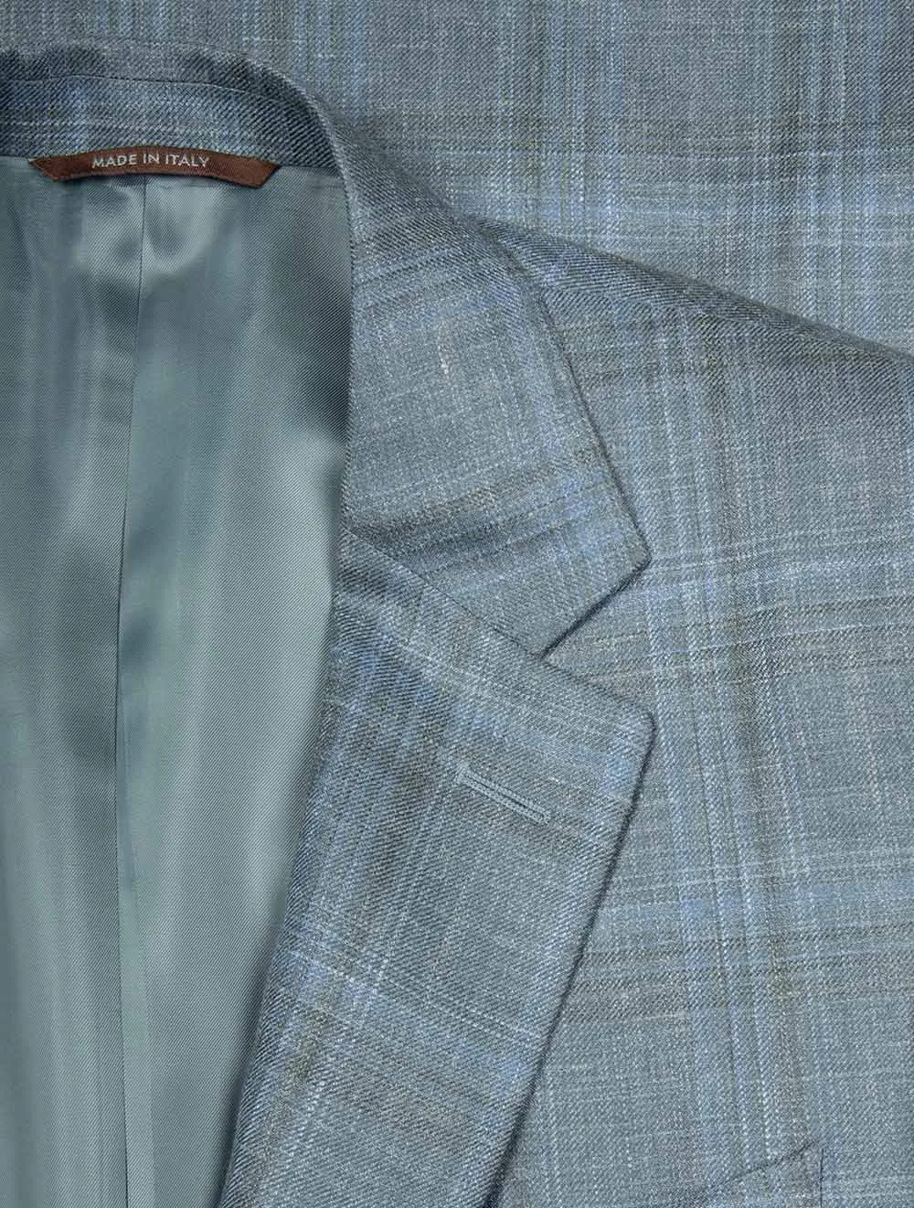 Wool Silk And Linen Check Jacket Green