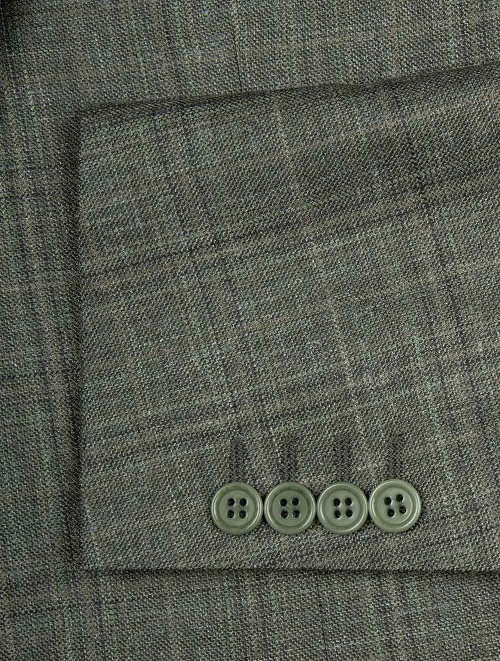 Wool Silk and Linen Check Jacket Green