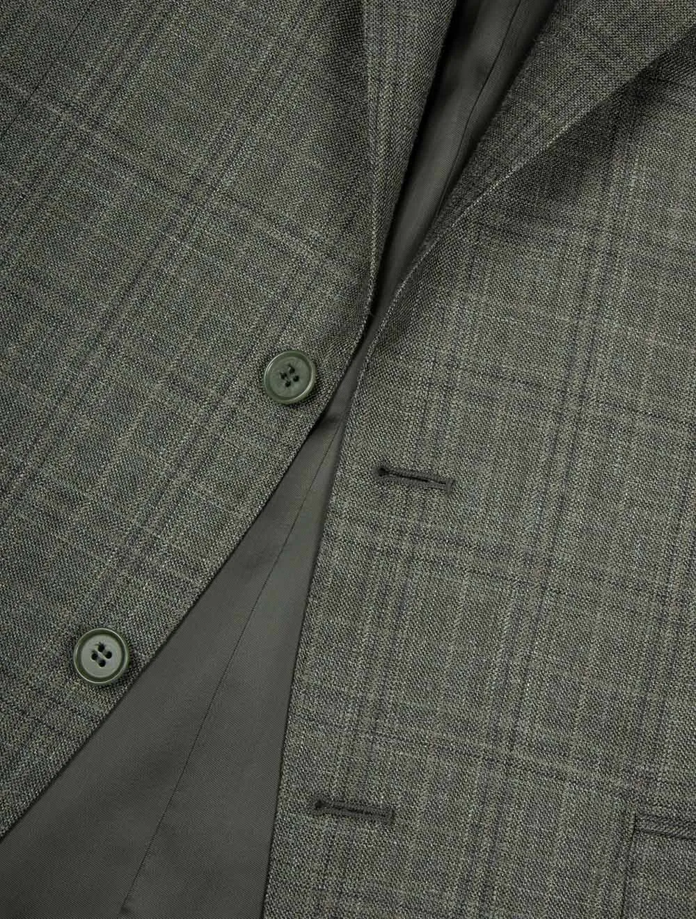 Wool Silk and Linen Check Jacket Green