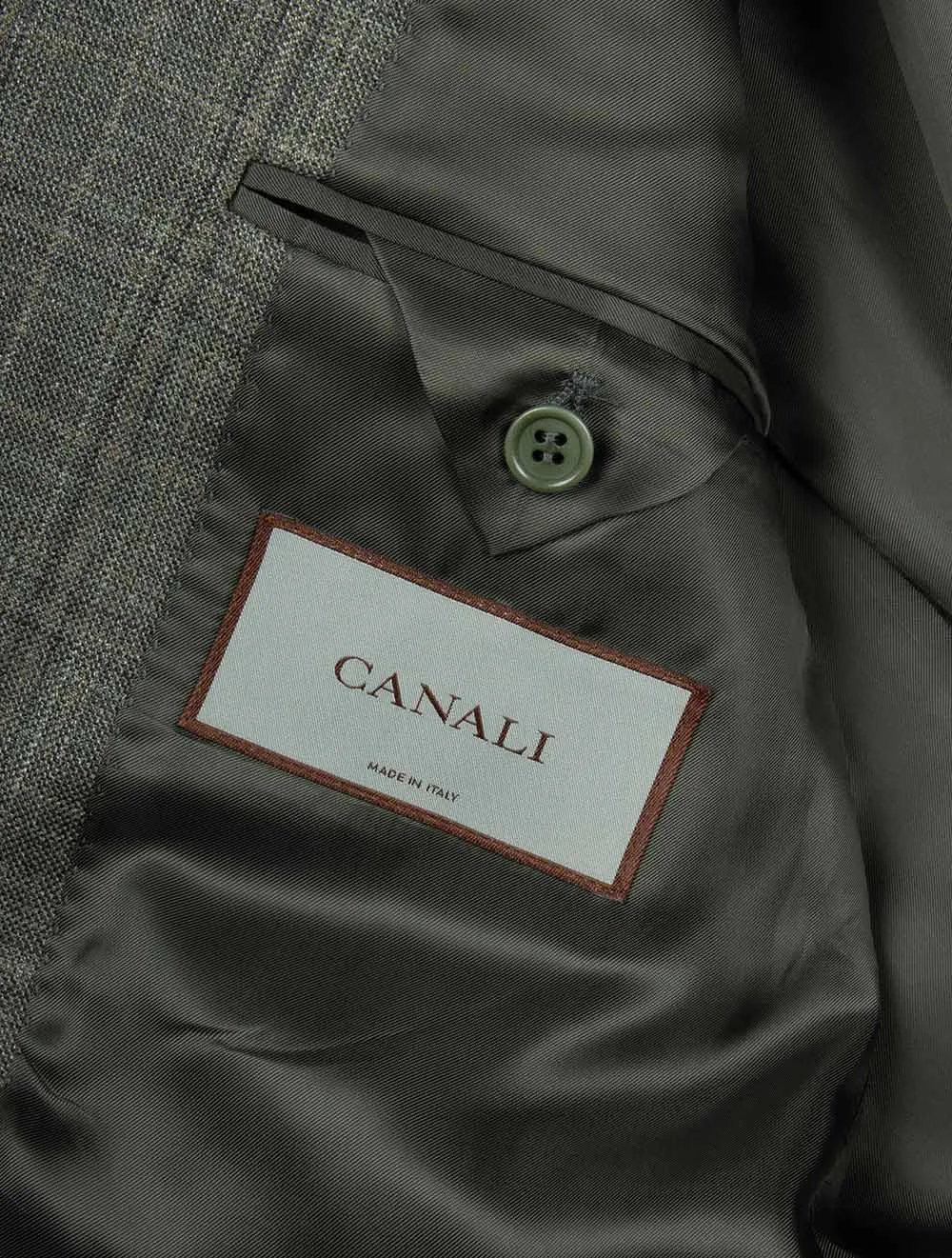 Wool Silk and Linen Check Jacket Green