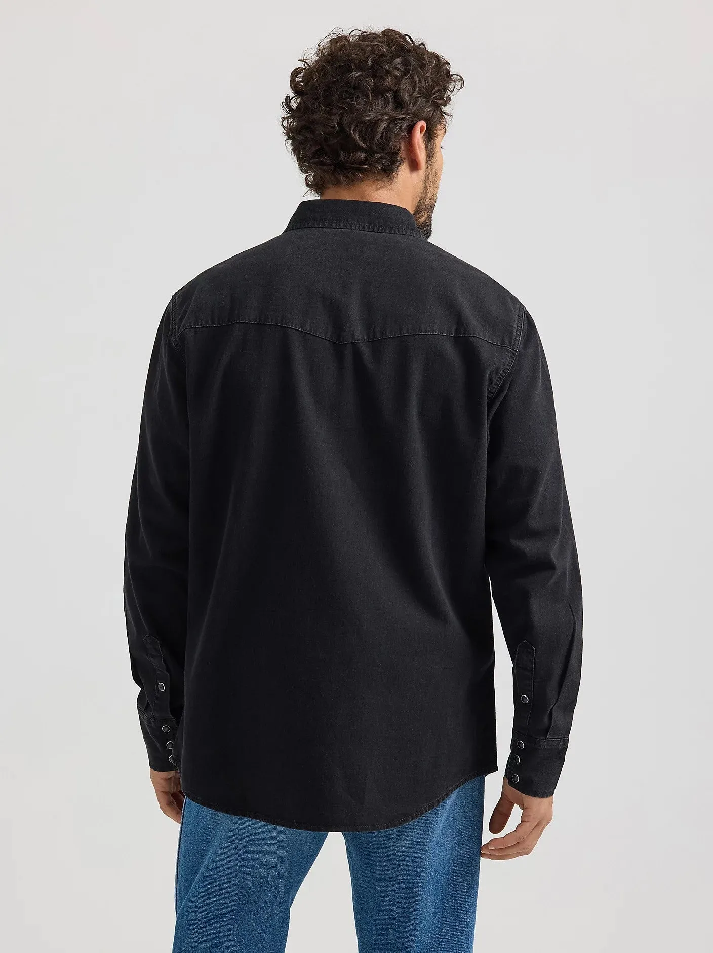 Wrangler Men's Denim Snap-Front Long Sleeve Work Shirt