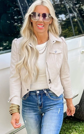 Wyatt Zip Up Jacket - Cream - Final Sale